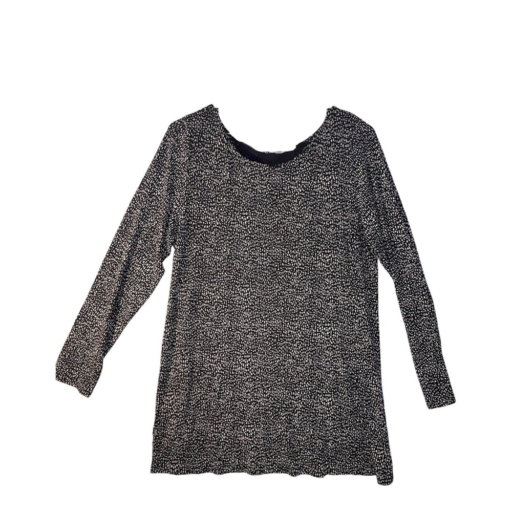 J.Jill‎ Wearever Women's Long Sleeve Top Stretch Black White Petite Medium